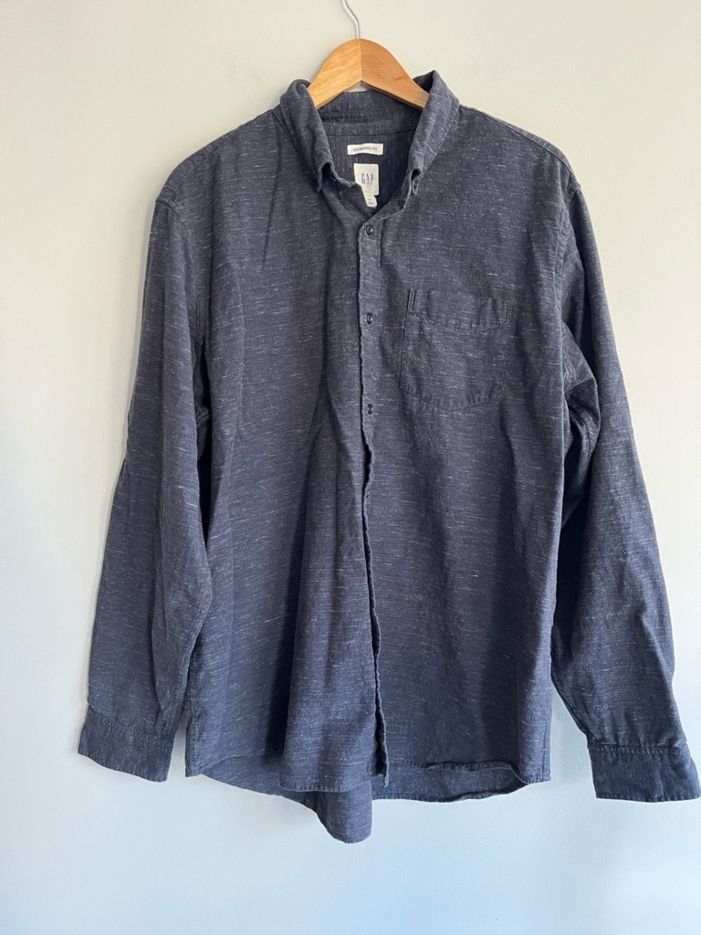 GAP Men's Charcoal Button-Down Long Sleeve Shirt XL